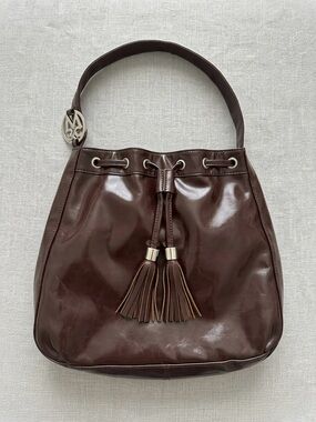 M&C Brown Leather Shoulder Bag